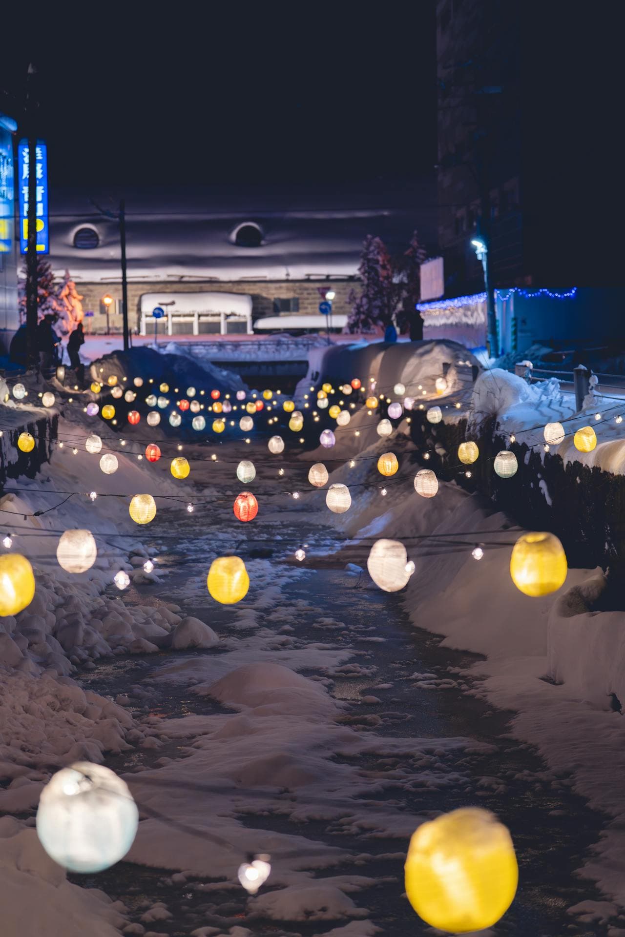 Skiing in Japan with snow-covered mountains